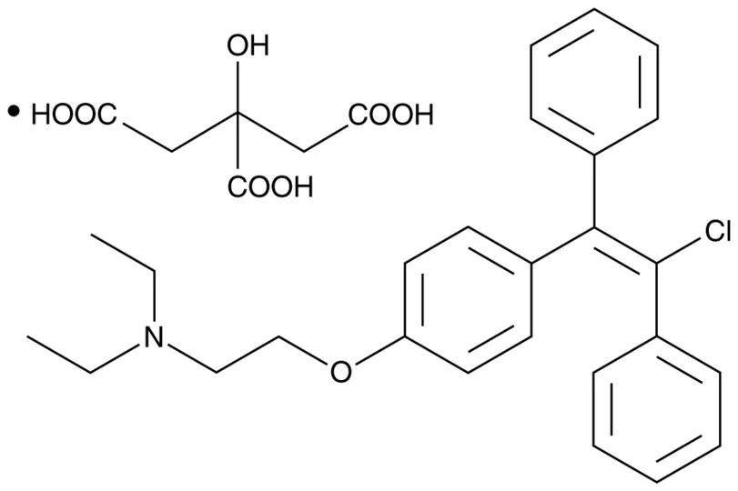 Chemical structure of atropine analog and (1R)-2,3-dihydroxybutanedioic acid explaining enclomiphene libido side effects