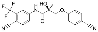 Chemical structure of a Ostarine showing trifluoromethyl and cyano groups, relevant for medicinal chemistry study.