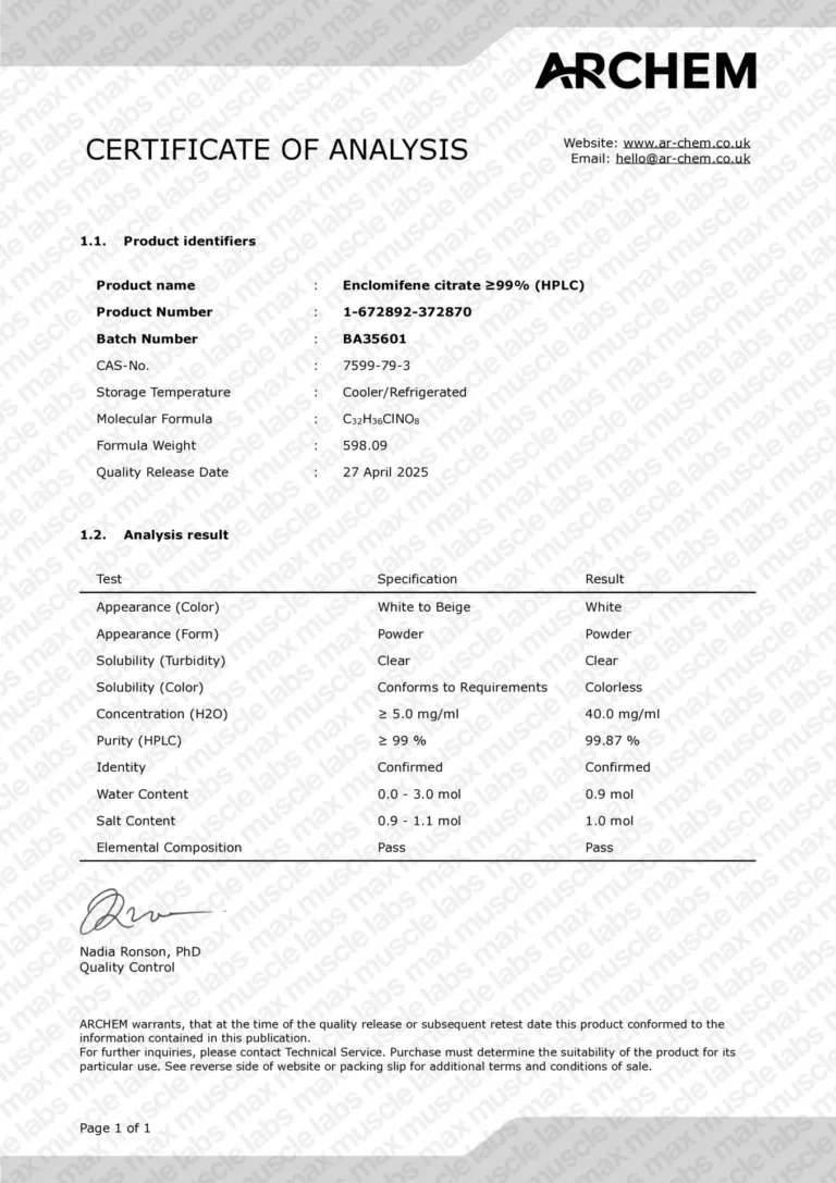 Enclomiphene COA BA35601