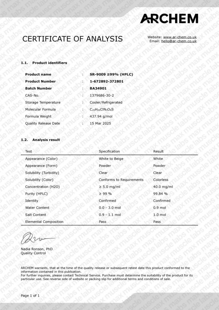 SR9009 COA BA34901