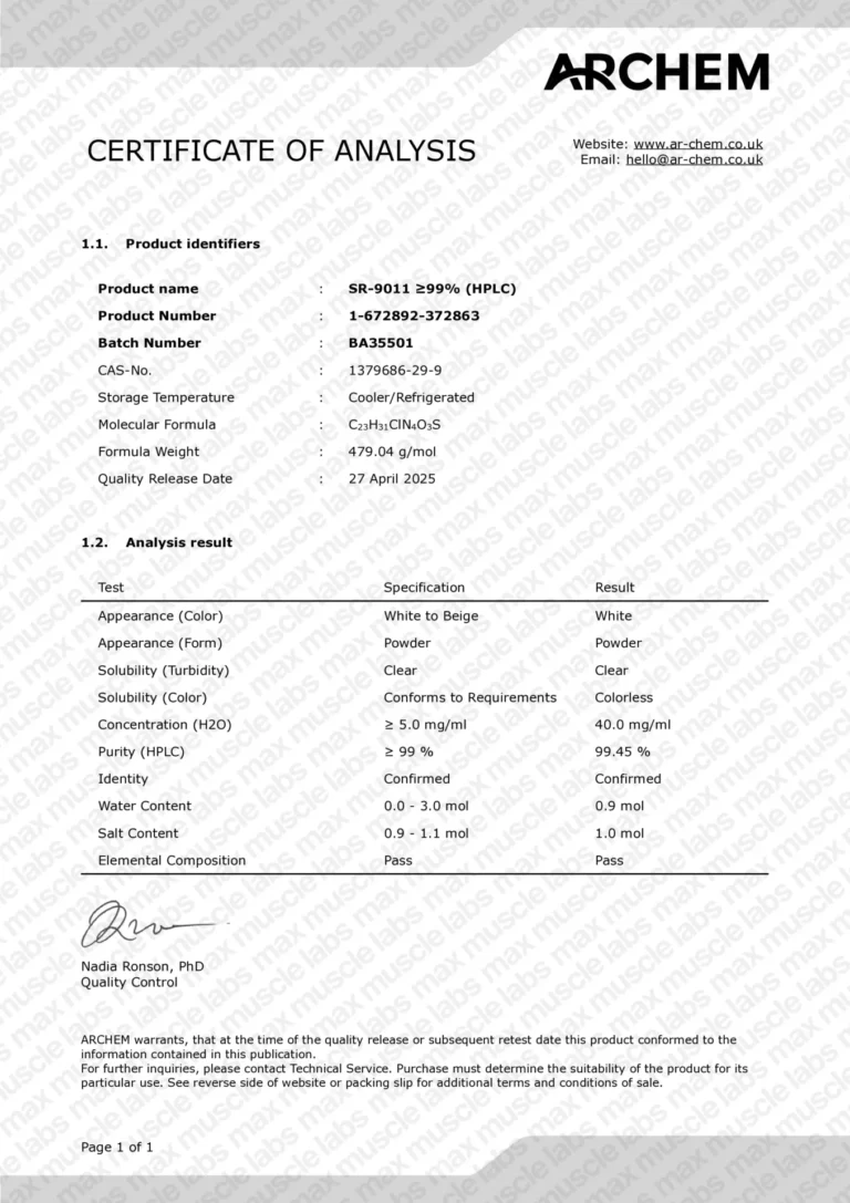 SR9011 COA BA35501