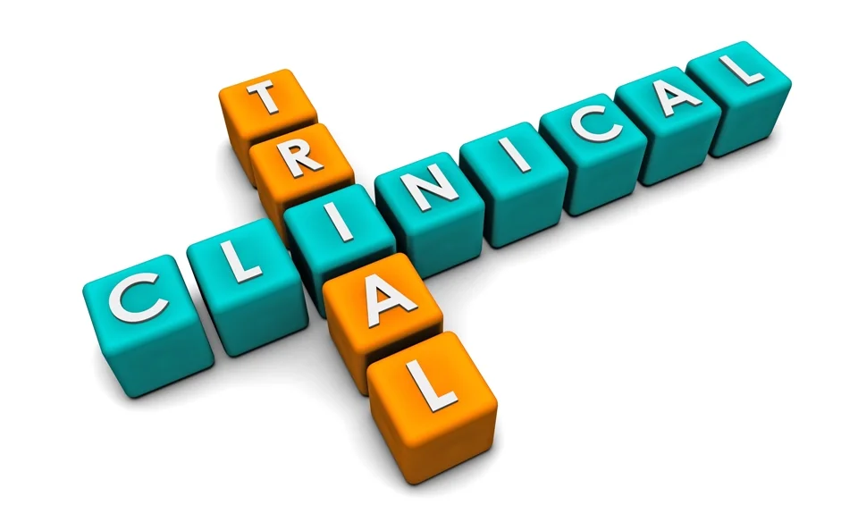 Clinical trials concept, depicted as interlocking crossword blocks, emphasizing healthcare research connection.