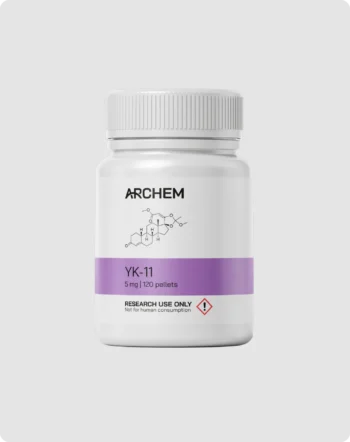 YK-11, 5 mg, 120 pellets, labeled for research use only, Archem bottle.